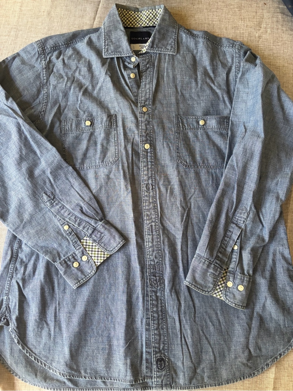 Men's Blue Lochlane Chambray Large Button-Up Shirt